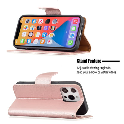 For iPhone 13 mini Litchi Texture Pure Color Horizontal Flip Leather Case with Holder & Card Slots & Wallet & Lanyard (Rose Gold) by buy2fix
