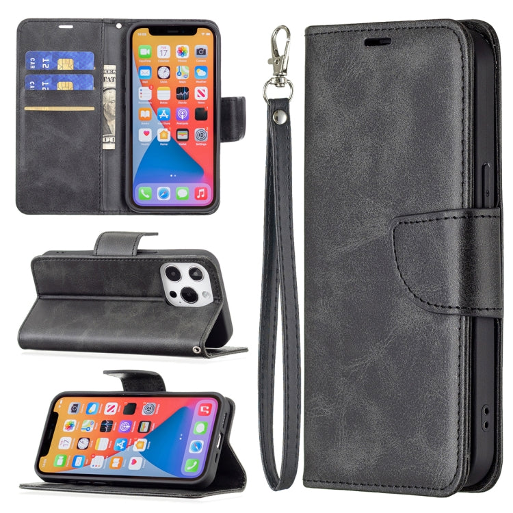 For iPhone 13 mini Retro Lambskin Texture Pure Color Horizontal Flip PU Leather Case, with Holder & Card Slots & Wallet & Lanyard(Black) by buy2fix