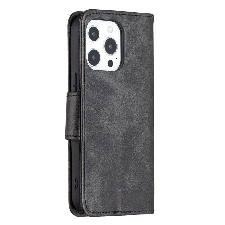 For iPhone 13 mini Retro Lambskin Texture Pure Color Horizontal Flip PU Leather Case, with Holder & Card Slots & Wallet & Lanyard(Black) by buy2fix