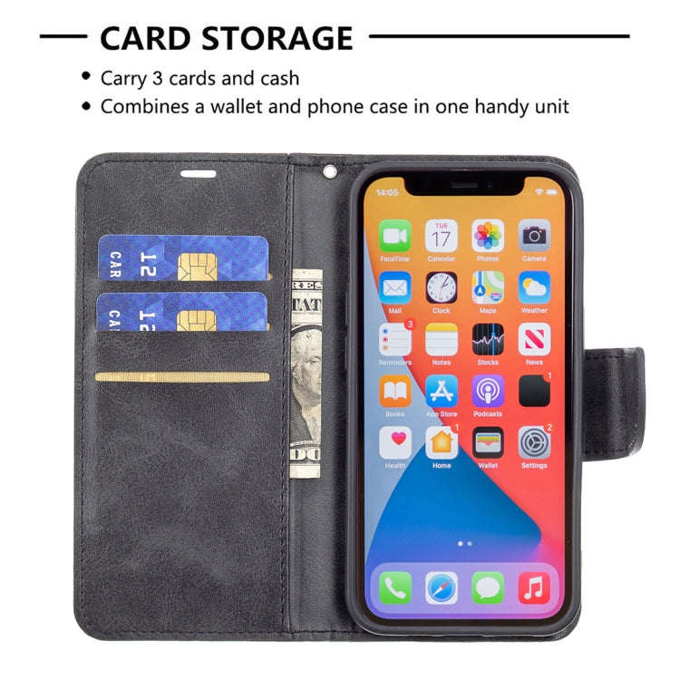 For iPhone 13 mini Retro Lambskin Texture Pure Color Horizontal Flip PU Leather Case, with Holder & Card Slots & Wallet & Lanyard(Black) by buy2fix