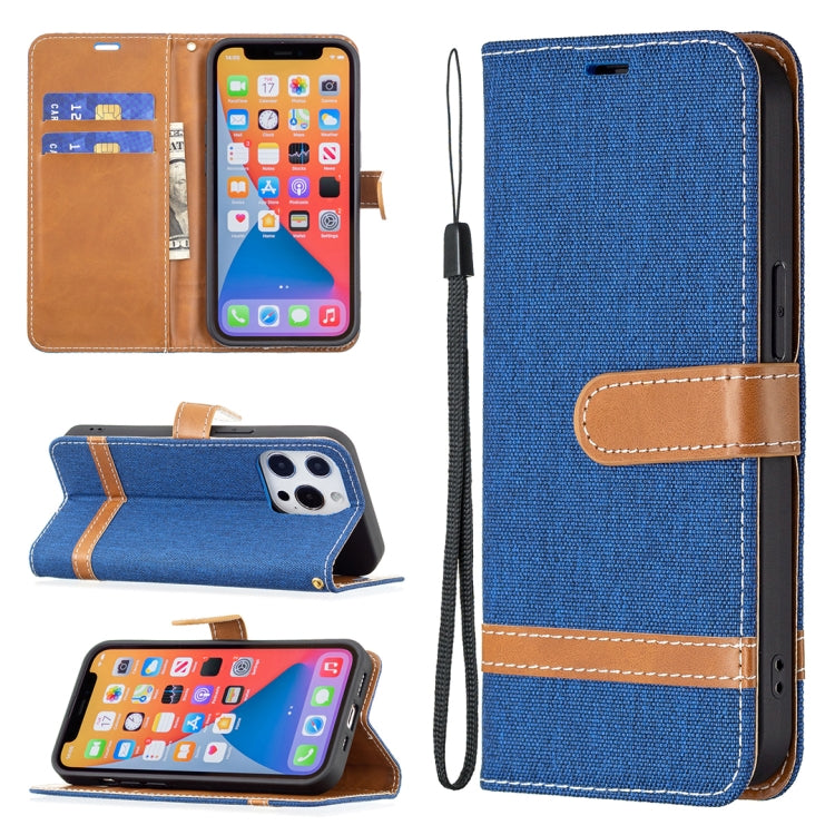 For iPhone 13 mini Color Matching Denim Texture Horizontal Flip Leather Case with Holder & Card Slots & Wallet & Lanyard (Royal Blue) by buy2fix