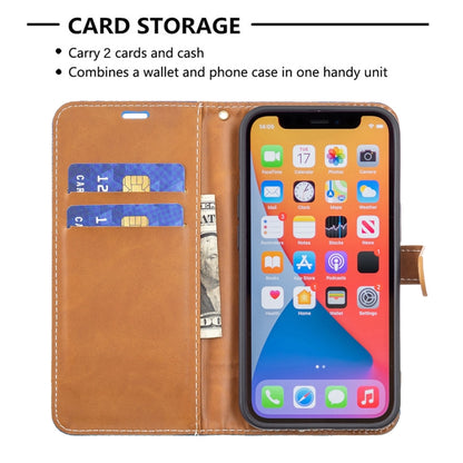 For iPhone 13 mini Color Matching Denim Texture Horizontal Flip Leather Case with Holder & Card Slots & Wallet & Lanyard (Royal Blue) by buy2fix