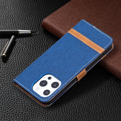For iPhone 13 mini Color Matching Denim Texture Horizontal Flip Leather Case with Holder & Card Slots & Wallet & Lanyard (Royal Blue) by buy2fix