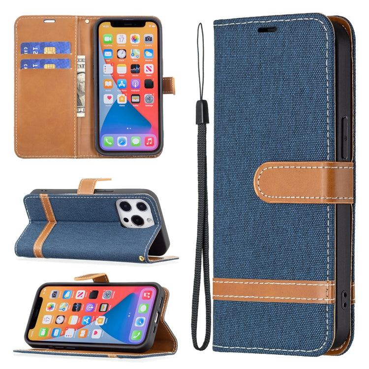 For iPhone 13 mini Color Matching Denim Texture Horizontal Flip Leather Case with Holder & Card Slots & Wallet & Lanyard (Dark Blue) by buy2fix