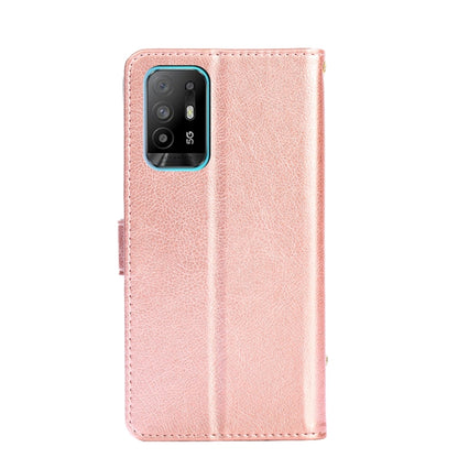 For OPPO A94 5G / F19 Pro+ 5G Zipper Bag PU + TPU Horizontal Flip Leather Case with Holder & Card Slot & Wallet & Lanyard(Rose Gold) by buy2fix
