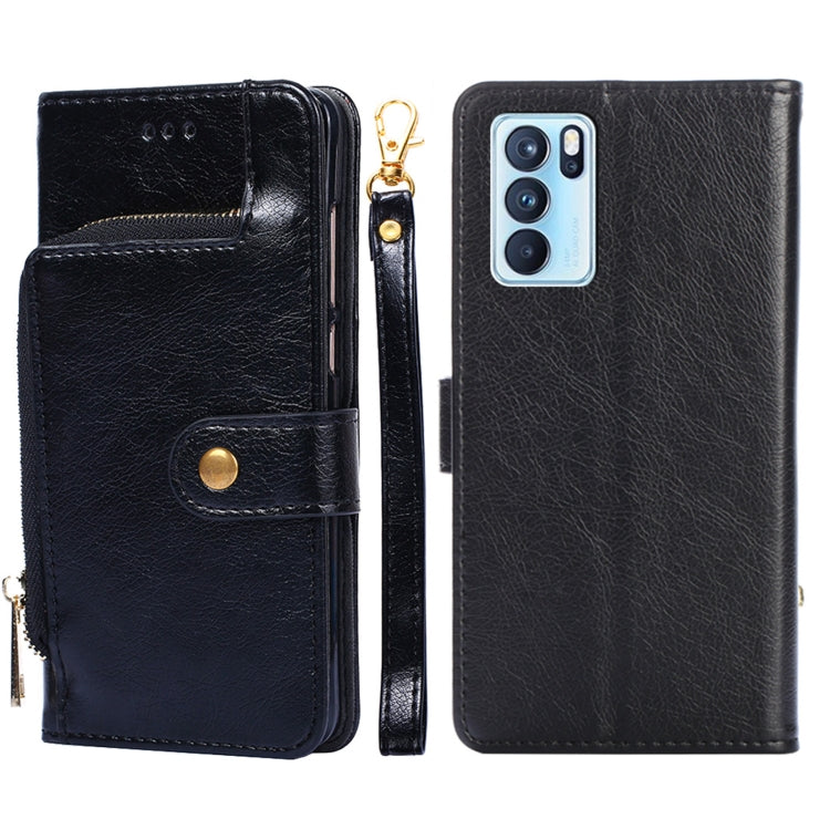 For OPPO Reno6 Pro 5G Zipper Bag PU + TPU Horizontal Flip Leather Case with Holder & Card Slot & Wallet & Lanyard(Black) by buy2fix