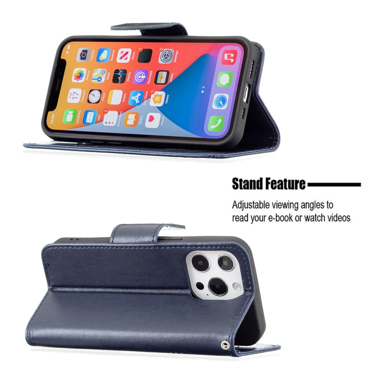 For iPhone 13 mini Embossing Two Butterflies Pattern Horizontal Flip PU Leather Case with Holder & Card Slot & Wallet & Lanyard (Blue) by buy2fix