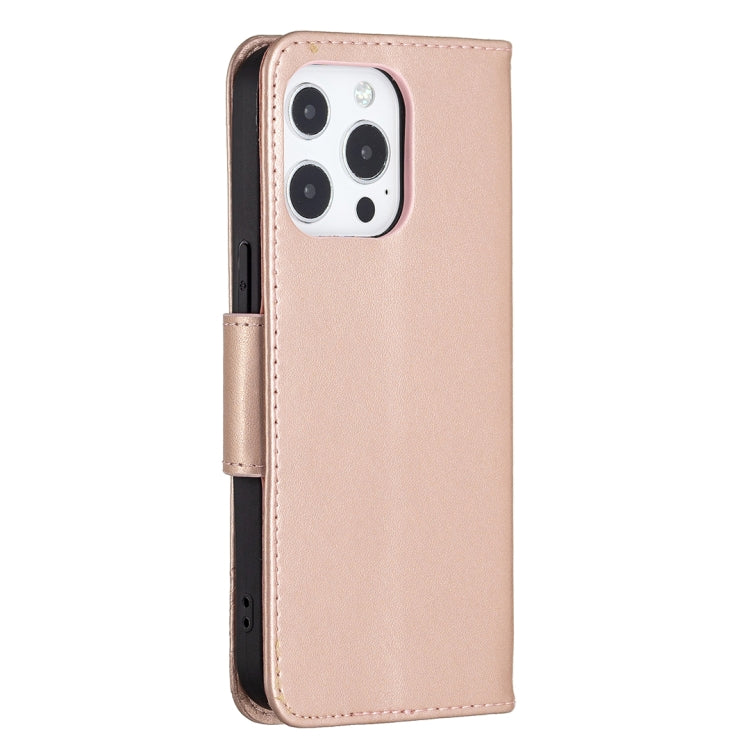 For iPhone 13 mini Embossing Two Butterflies Pattern Horizontal Flip PU Leather Case with Holder & Card Slot & Wallet & Lanyard (Rose Gold) by buy2fix