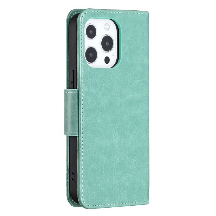 For iPhone 13 mini Embossing Two Butterflies Pattern Horizontal Flip PU Leather Case with Holder & Card Slot & Wallet & Lanyard (Green) by buy2fix