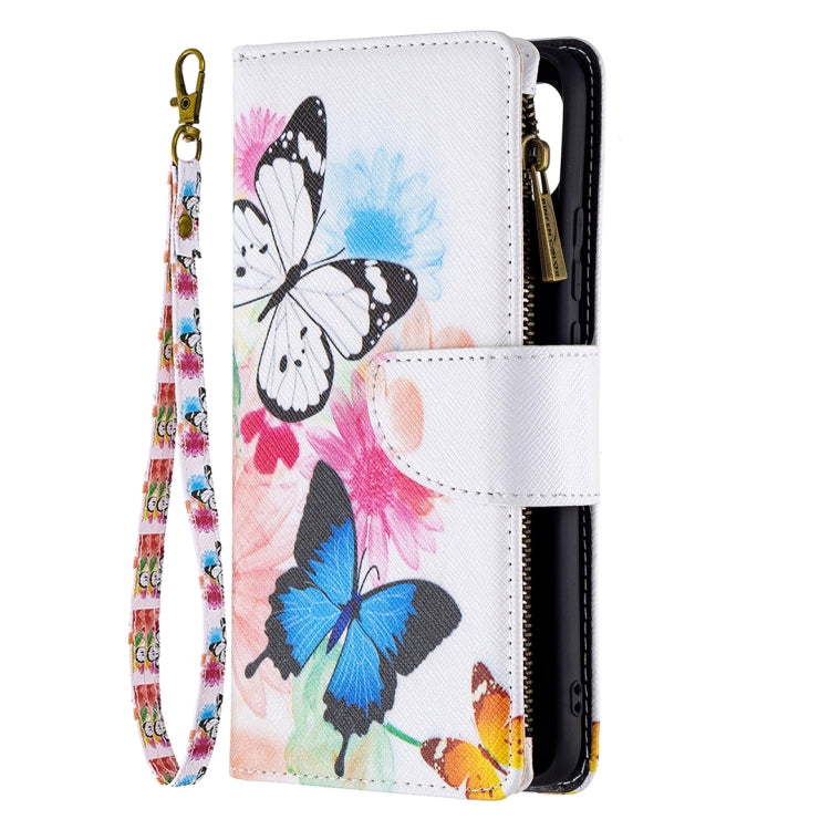For OPPO A15 Colored Drawing Pattern Zipper Horizontal Flip Leather Case with Holder & Card Slots & Wallet(Two Butterflies) by buy2fix