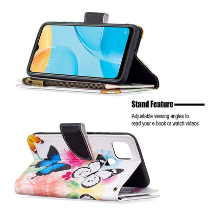 For OPPO A15 Colored Drawing Pattern Zipper Horizontal Flip Leather Case with Holder & Card Slots & Wallet(Two Butterflies) by buy2fix