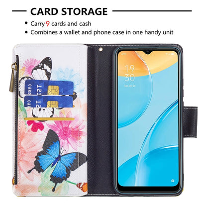 For OPPO A15 Colored Drawing Pattern Zipper Horizontal Flip Leather Case with Holder & Card Slots & Wallet(Two Butterflies) by buy2fix