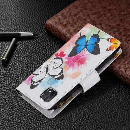 For OPPO A15 Colored Drawing Pattern Zipper Horizontal Flip Leather Case with Holder & Card Slots & Wallet(Two Butterflies) by buy2fix