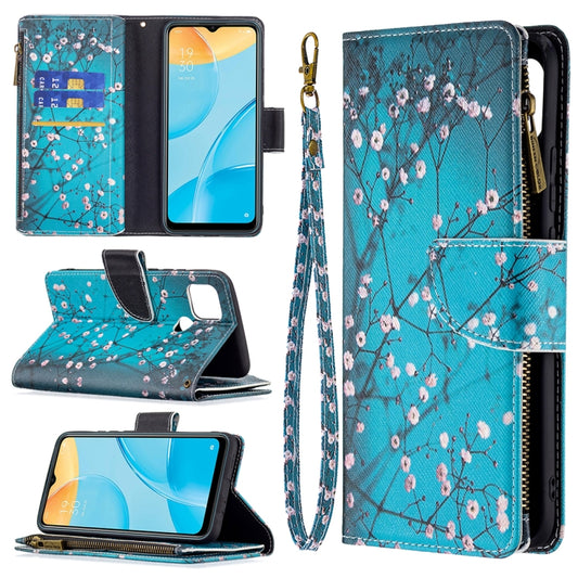 For OPPO A15 Colored Drawing Pattern Zipper Horizontal Flip Leather Case with Holder & Card Slots & Wallet(Plum Blossom) by buy2fix