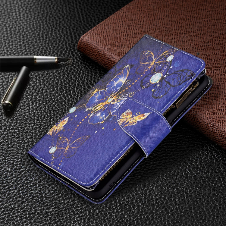 For OPPO A74 4G/F19 4G Colored Drawing Pattern Zipper Horizontal Flip Leather Case with Holder & Card Slots & Wallet(Purple Butterfly) by buy2fix