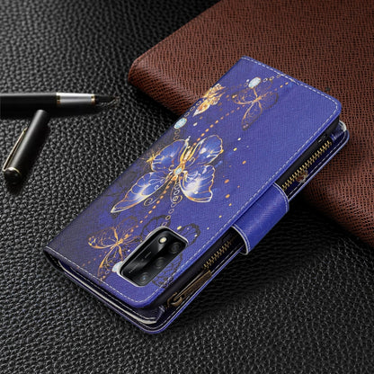 For OPPO A74 4G/F19 4G Colored Drawing Pattern Zipper Horizontal Flip Leather Case with Holder & Card Slots & Wallet(Purple Butterfly) by buy2fix