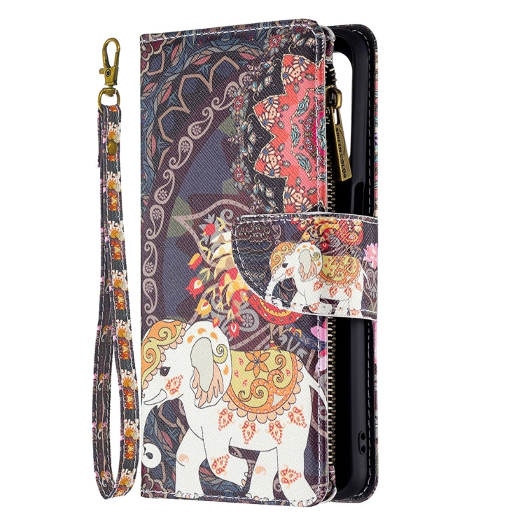 For OPPO A74 5G/A93 5G/A54 5G Colored Drawing Pattern Zipper Horizontal Flip Leather Case with Holder & Card Slots & Wallet(Flower Elephants) by buy2fix