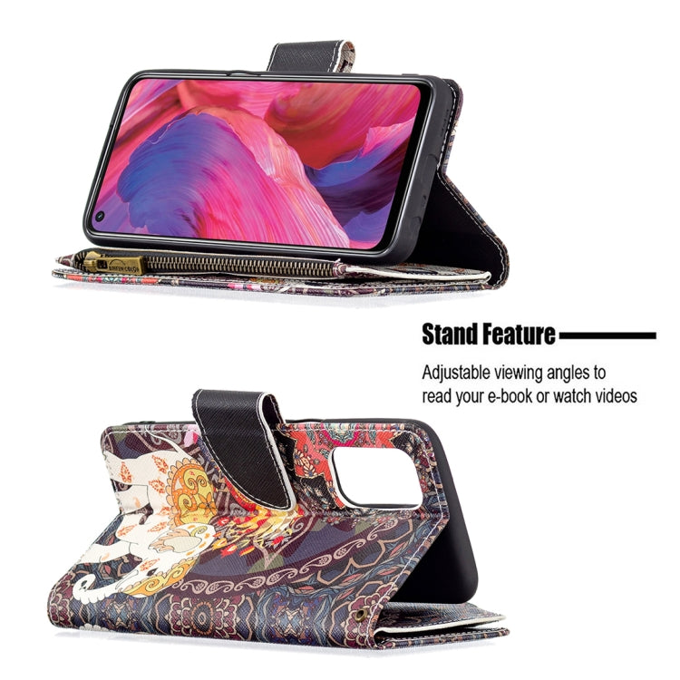 For OPPO A74 5G/A93 5G/A54 5G Colored Drawing Pattern Zipper Horizontal Flip Leather Case with Holder & Card Slots & Wallet(Flower Elephants) by buy2fix
