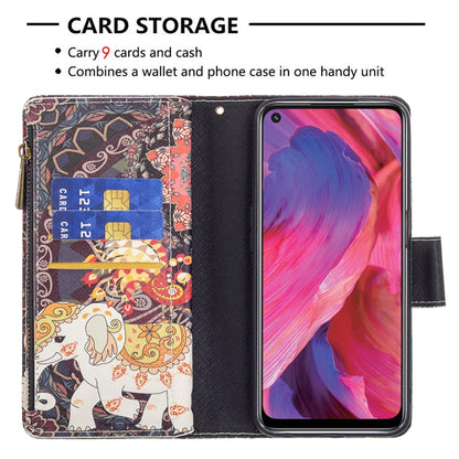 For OPPO A74 5G/A93 5G/A54 5G Colored Drawing Pattern Zipper Horizontal Flip Leather Case with Holder & Card Slots & Wallet(Flower Elephants) by buy2fix