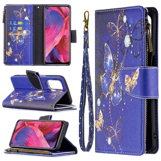 For OPPO A74 5G/A93 5G/A54 5G Colored Drawing Pattern Zipper Horizontal Flip Leather Case with Holder & Card Slots & Wallet(Purple Butterfly) by buy2fix