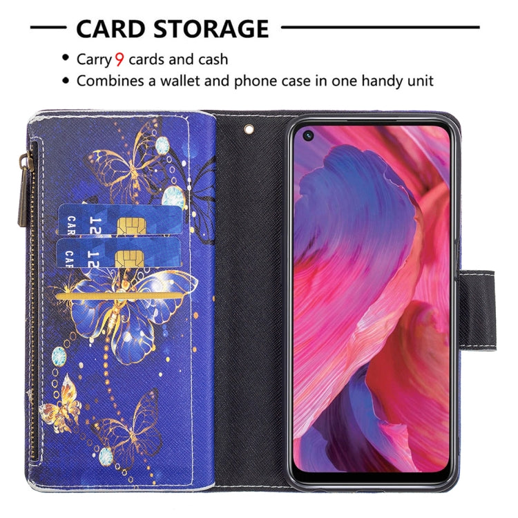 For OPPO A74 5G/A93 5G/A54 5G Colored Drawing Pattern Zipper Horizontal Flip Leather Case with Holder & Card Slots & Wallet(Purple Butterfly) by buy2fix