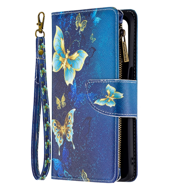 For OPPO A74 5G/A93 5G/A54 5G Colored Drawing Pattern Zipper Horizontal Flip Leather Case with Holder & Card Slots & Wallet(Gold Butterfly) by buy2fix