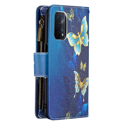 For OPPO A74 5G/A93 5G/A54 5G Colored Drawing Pattern Zipper Horizontal Flip Leather Case with Holder & Card Slots & Wallet(Gold Butterfly) by buy2fix