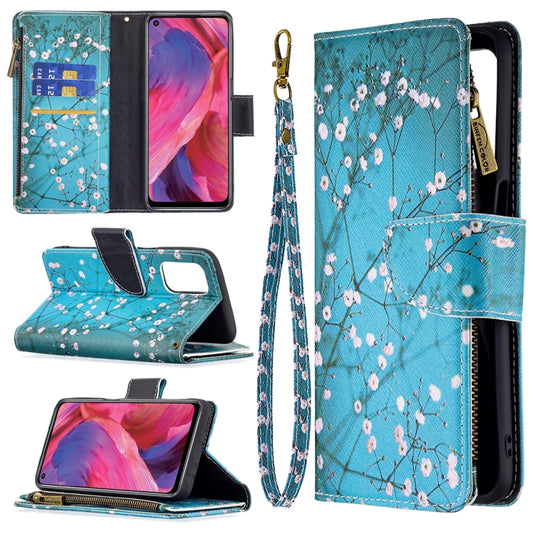 For OPPO A74 5G/A93 5G/A54 5G Colored Drawing Pattern Zipper Horizontal Flip Leather Case with Holder & Card Slots & Wallet(Plum Blossom) by buy2fix