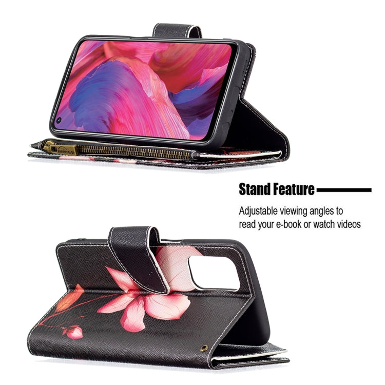For OPPO A74 5G/A93 5G/A54 5G Colored Drawing Pattern Zipper Horizontal Flip Leather Case with Holder & Card Slots & Wallet(Lotus) by buy2fix
