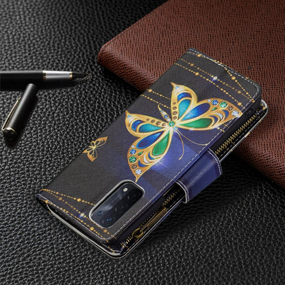 For OPPO A74 5G/A93 5G/A54 5G Colored Drawing Pattern Zipper Horizontal Flip Leather Case with Holder & Card Slots & Wallet(Big Butterfly) by buy2fix