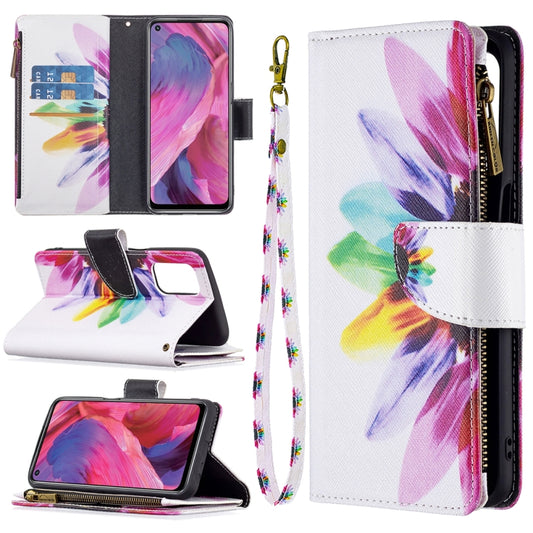 For OPPO A74 5G/A93 5G/A54 5G Colored Drawing Pattern Zipper Horizontal Flip Leather Case with Holder & Card Slots & Wallet(Sun Flower) by buy2fix
