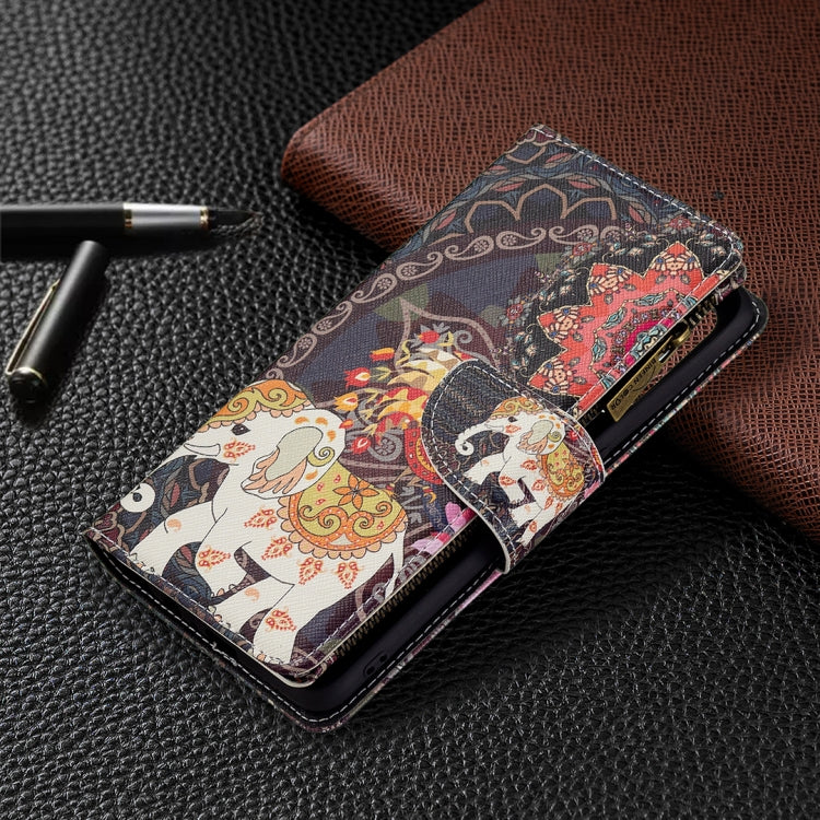 For OPPO A94 5G/F19 Pro+ 5G/Reno5 Z 5G Colored Drawing Pattern Zipper Horizontal Flip Leather Case with Holder & Card Slots & Wallet(Flower Elephants) by buy2fix