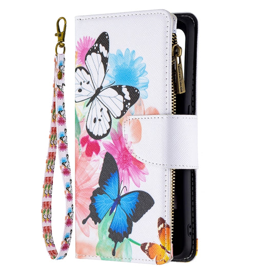 For OPPO A94 5G/F19 Pro+ 5G/Reno5 Z 5G Colored Drawing Pattern Zipper Horizontal Flip Leather Case with Holder & Card Slots & Wallet(Two Butterflies) by buy2fix