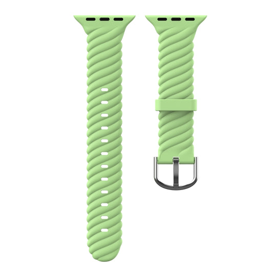Solid Color Twist Silicone Watch Band For Apple Watch Series 9&8&7 41mm / SE 3&SE 2&6&SE&5&4 40mm / 3&2&1 38mm(Yellow Green) by buy2fix