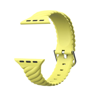 Solid Color Twist Silicone Watch Band For Apple Watch Series 9&8&7 41mm / SE 3&SE 2&6&SE&5&4 40mm / 3&2&1 38mm(Yellow) by buy2fix