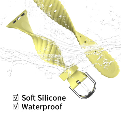Solid Color Twist Silicone Watch Band For Apple Watch Series 9&8&7 41mm / SE 3&SE 2&6&SE&5&4 40mm / 3&2&1 38mm(Yellow) by buy2fix