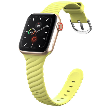Solid Color Twist Silicone Watch Band For Apple Watch Series 9&8&7 41mm / SE 3&SE 2&6&SE&5&4 40mm / 3&2&1 38mm(Yellow) by buy2fix