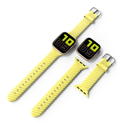 Solid Color Twist Silicone Watch Band For Apple Watch Series 9&8&7 41mm / SE 3&SE 2&6&SE&5&4 40mm / 3&2&1 38mm(Yellow) by buy2fix