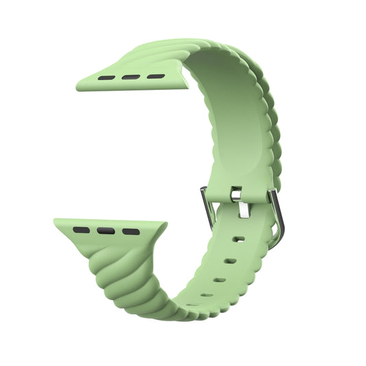 Solid Color Twist Silicone Watch Band For Apple Watch Ultra 49mm&Watch Ultra 2 49mm / Series 9&8&7 45mm / SE 3&SE 2&6&SE&5&4 44mm / 3&2&1 42mm(Yellow Green) by buy2fix