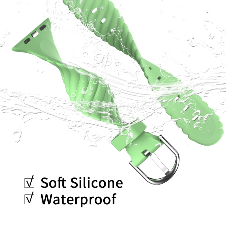 Solid Color Twist Silicone Watch Band For Apple Watch Ultra 49mm&Watch Ultra 2 49mm / Series 9&8&7 45mm / SE 3&SE 2&6&SE&5&4 44mm / 3&2&1 42mm(Yellow Green) by buy2fix