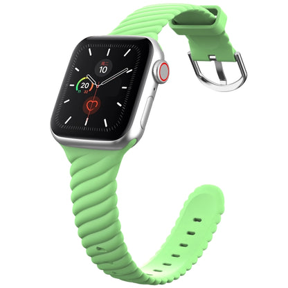 Solid Color Twist Silicone Watch Band For Apple Watch Ultra 49mm&Watch Ultra 2 49mm / Series 9&8&7 45mm / SE 3&SE 2&6&SE&5&4 44mm / 3&2&1 42mm(Yellow Green) by buy2fix