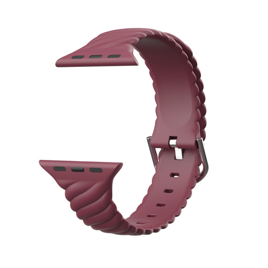 Solid Color Twist Silicone Watch Band For Apple Watch Ultra 49mm&Watch Ultra 2 49mm / Series 9&8&7 45mm / SE 3&SE 2&6&SE&5&4 44mm / 3&2&1 42mm(Wine Red) by buy2fix