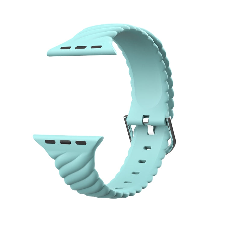 Solid Color Twist Silicone Watch Band For Apple Watch Ultra 49mm&Watch Ultra 2 49mm / Series 9&8&7 45mm / SE 3&SE 2&6&SE&5&4 44mm / 3&2&1 42mm(Blue) by buy2fix