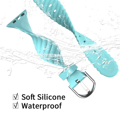 Solid Color Twist Silicone Watch Band For Apple Watch Ultra 49mm&Watch Ultra 2 49mm / Series 9&8&7 45mm / SE 3&SE 2&6&SE&5&4 44mm / 3&2&1 42mm(Blue) by buy2fix