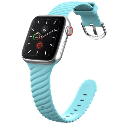Solid Color Twist Silicone Watch Band For Apple Watch Ultra 49mm&Watch Ultra 2 49mm / Series 9&8&7 45mm / SE 3&SE 2&6&SE&5&4 44mm / 3&2&1 42mm(Blue) by buy2fix