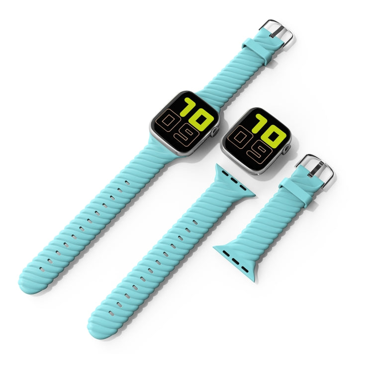 Solid Color Twist Silicone Watch Band For Apple Watch Ultra 49mm&Watch Ultra 2 49mm / Series 9&8&7 45mm / SE 3&SE 2&6&SE&5&4 44mm / 3&2&1 42mm(Blue) by buy2fix
