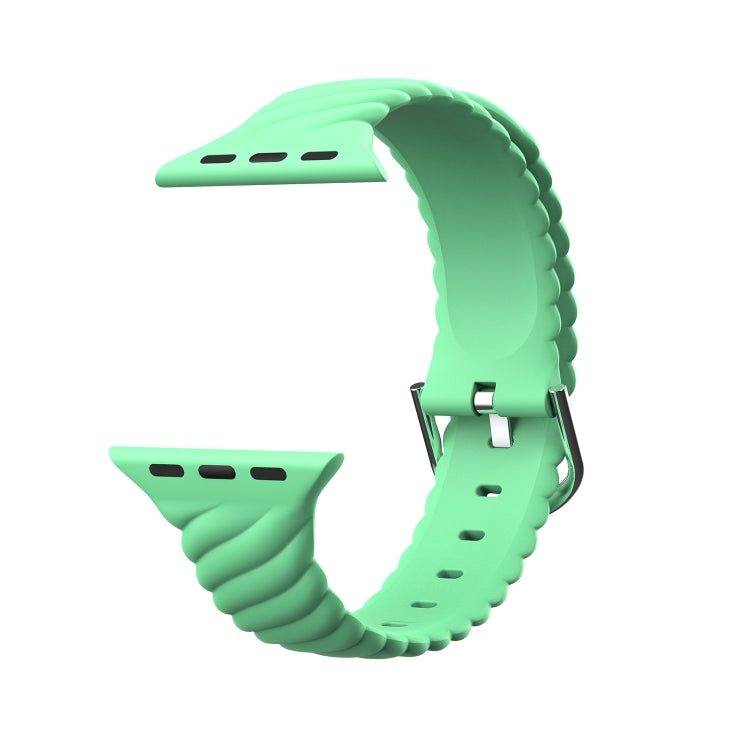 Solid Color Twist Silicone Watch Band For Apple Watch Ultra 49mm&Watch Ultra 2 49mm / Series 9&8&7 45mm / SE 3&SE 2&6&SE&5&4 44mm / 3&2&1 42mm(Green) by buy2fix