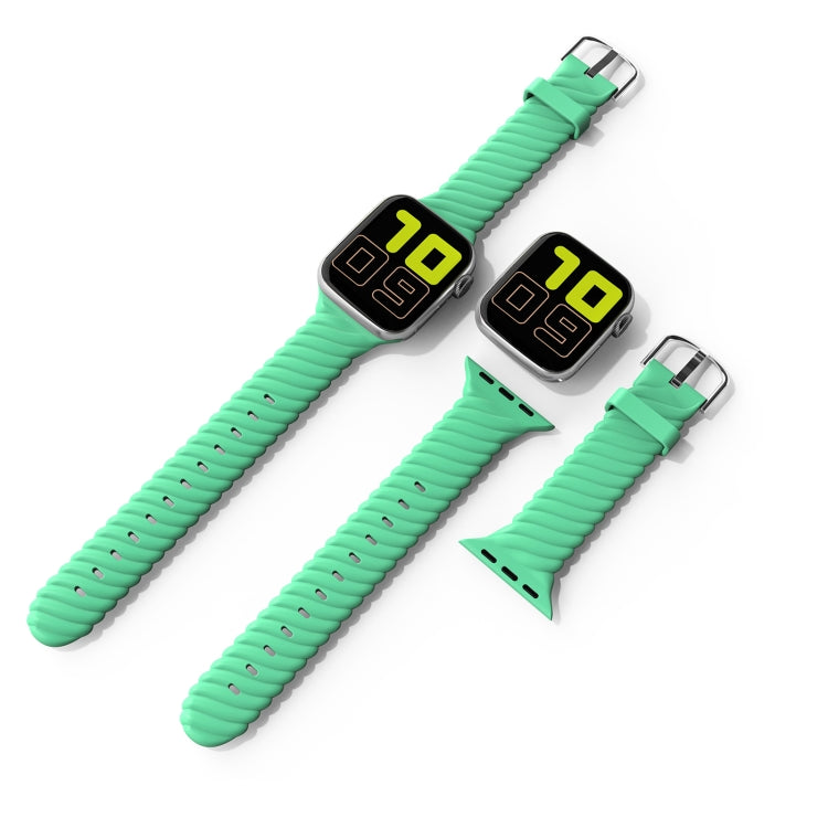 Solid Color Twist Silicone Watch Band For Apple Watch Ultra 49mm&Watch Ultra 2 49mm / Series 9&8&7 45mm / SE 3&SE 2&6&SE&5&4 44mm / 3&2&1 42mm(Green) by buy2fix