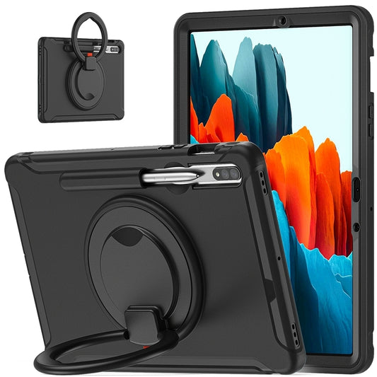 For Samsung Galaxy Tab S8 / Galaxy Tab S7 870 Shockproof TPU + PC Protective Case with 360 Degree Rotation Foldable Handle Grip Holder & Pen Slot(Black) - Galaxy Tab S8 Cases by buy2fix | Online Shopping UK | buy2fix