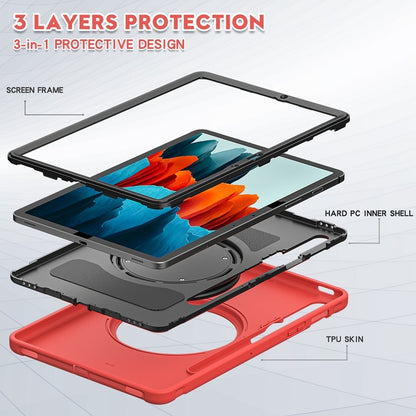 For Samsung Galaxy Tab S8 / Galaxy Tab S7 870 Shockproof TPU + PC Protective Case with 360 Degree Rotation Foldable Handle Grip Holder & Pen Slot(Red) by buy2fix